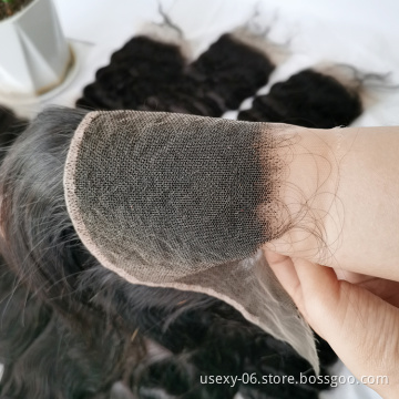 Wholesale raw thin HD lace transparent 4X4 5X5 6X6 7x7 closure, Virgin Brazilian human hair 4X13 6X13 HD lace frontal closure